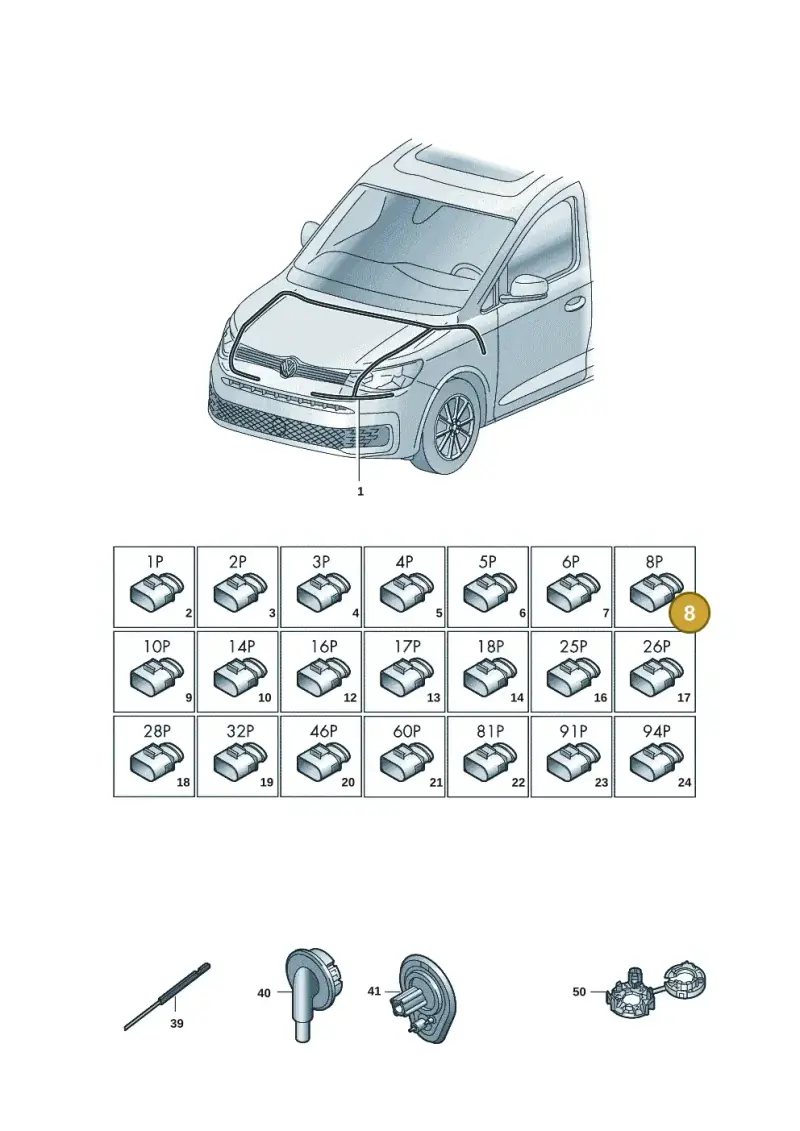 8D0973734 — Volkswagen Caddy Maxi Kombi (2020-2024) diagram 2ka971080, position 8