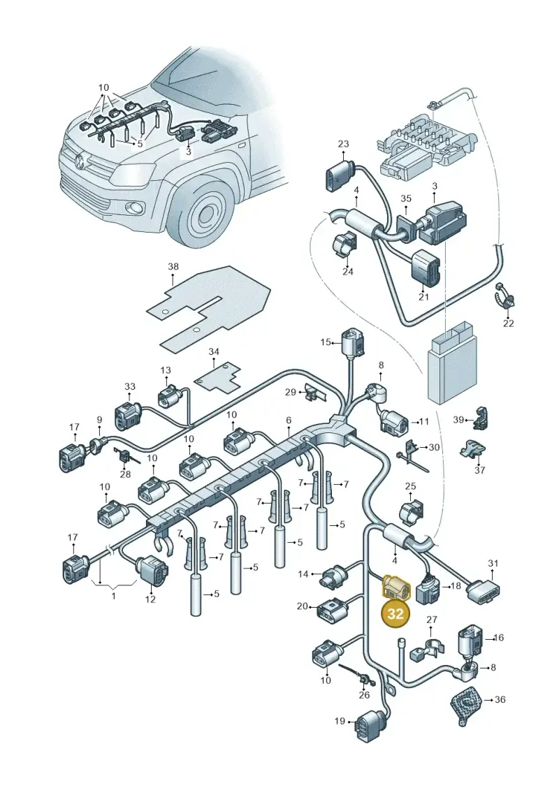 8D0973822 — Volkswagen Amarok twin cab (2022-) diagram 894971050, position 32
