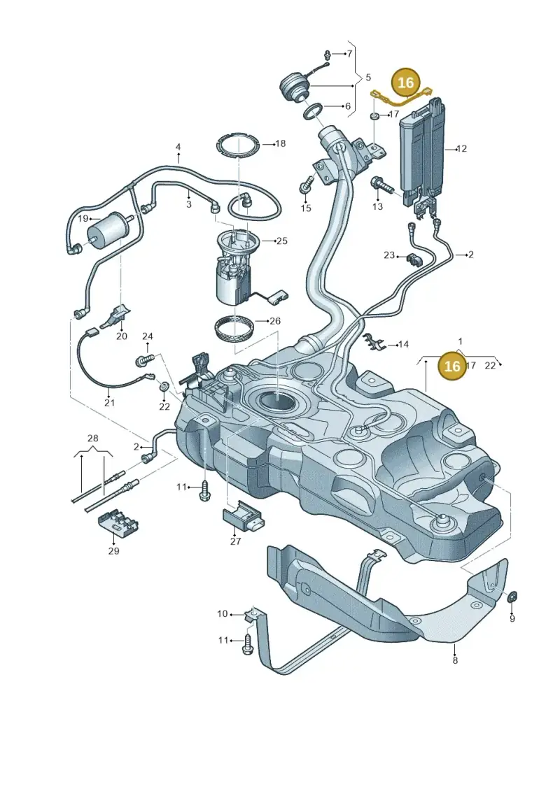 8E0201142A — Volkswagen Golf 1.6 (2015-2019) diagram 867201300, position 16