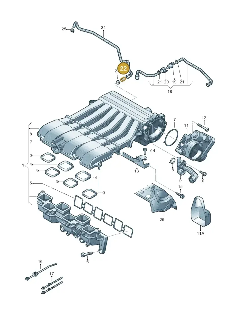 8E0201144 — Volkswagen Passat estate (2008-2011) diagram 645133850, position 22