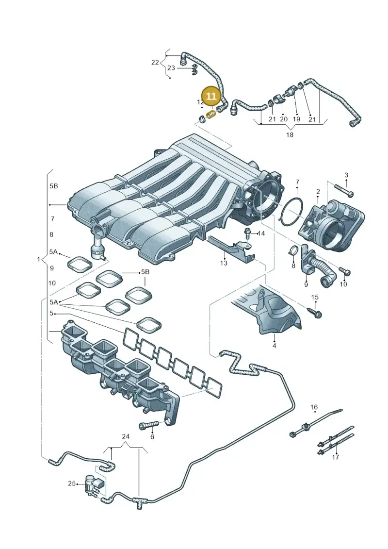 8E0201144 — Volkswagen EOS 2.0 (2008-2010) diagram 667133850, position 11
