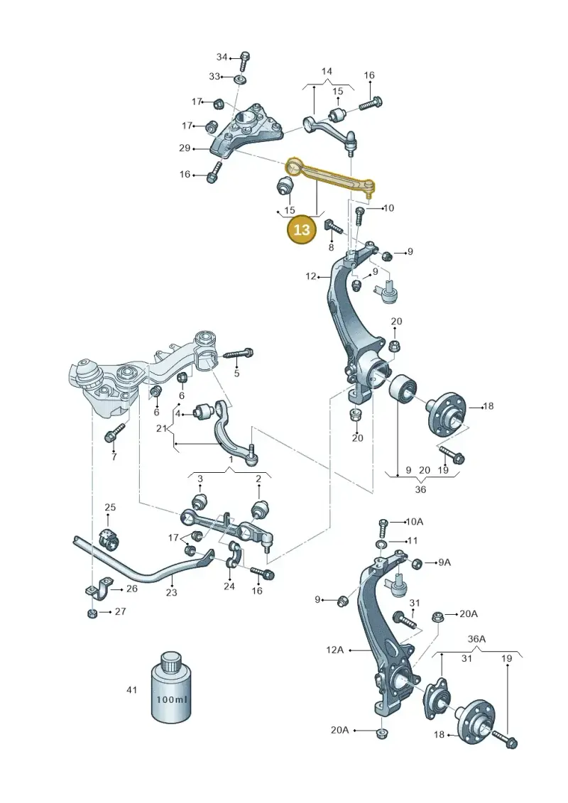 8E0407505A — Volkswagen PASSAT/4MOTION/W8 (2002-2005) diagram 195407000, position 13