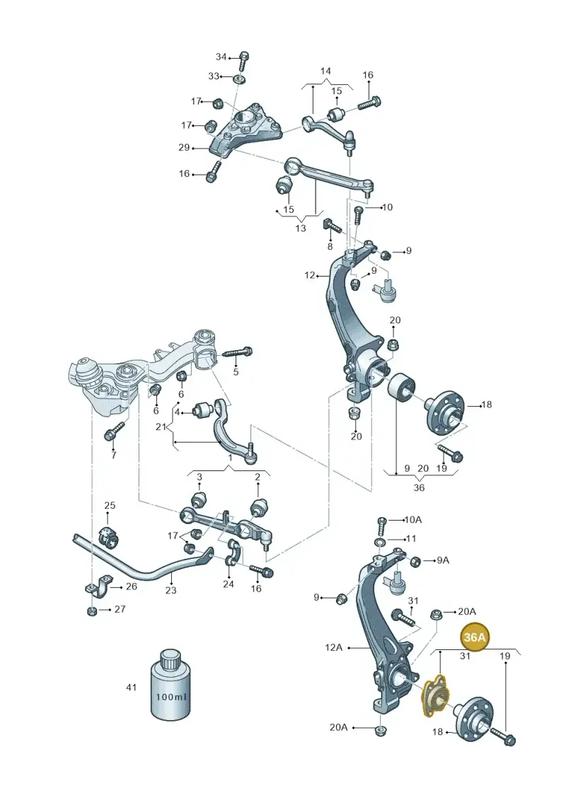 8E0498625B — Volkswagen PASSAT/4MOTION/W8 (2002-2005) diagram 195407000, position 36A