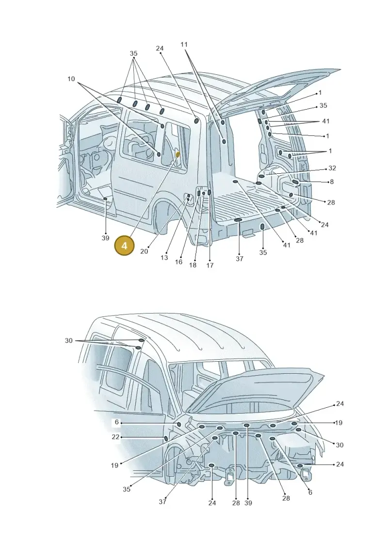 8E0614769J — Volkswagen Caddy kombi (2015-2020) diagram 443803360, position 4