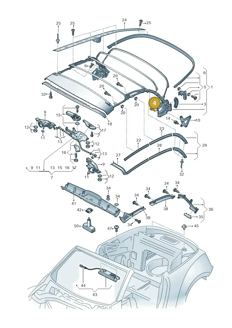 8E0837453A — Volkswagen New beetle cabriolet (2016-2019) diagram 716871100, position 4