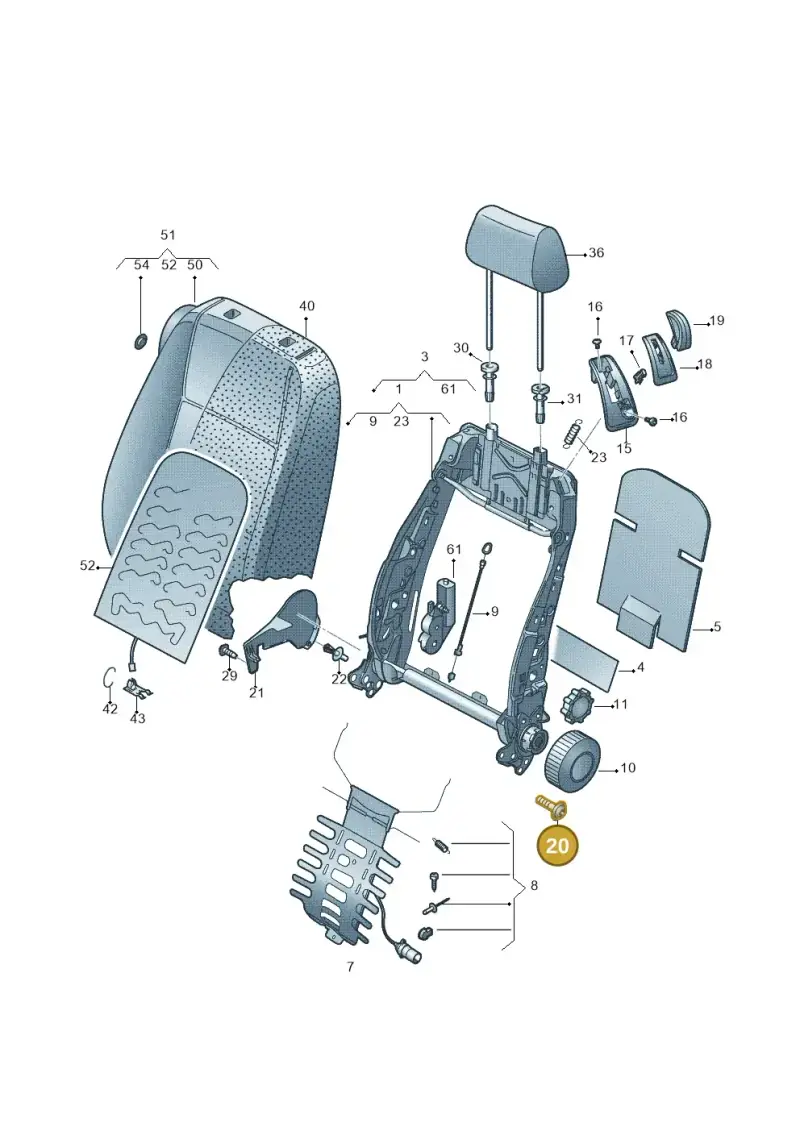 8E0881954 — Volkswagen Eos BlueMotion (2010-2015) diagram 712881500, position 20
