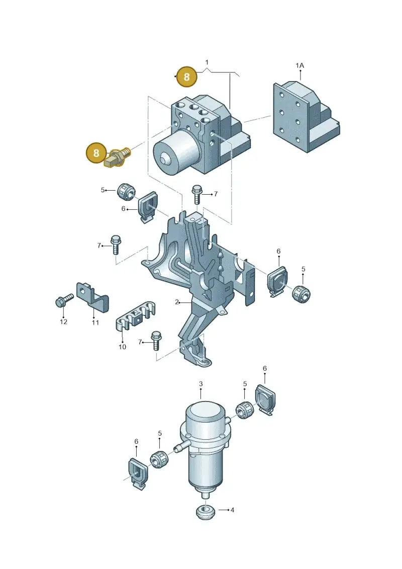 8E0907597 — Volkswagen PASSAT/4MOTION/W8 (2002-2005) diagram 404614120, position 8