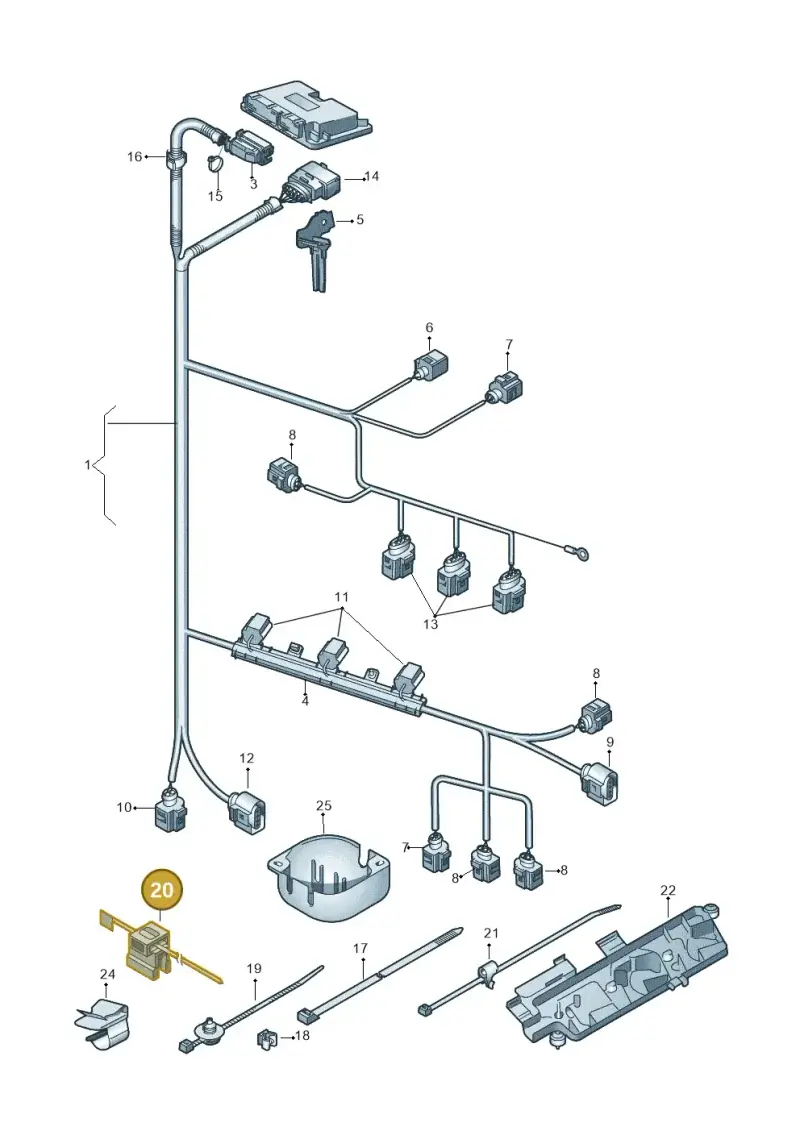 8E0971818 — Volkswagen Polo (2012-2014) diagram 747971030, position 20