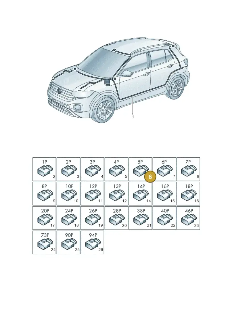 8E0973999 — Volkswagen T-Cross 1,0 (2018-2024) diagram 587971080, position 6