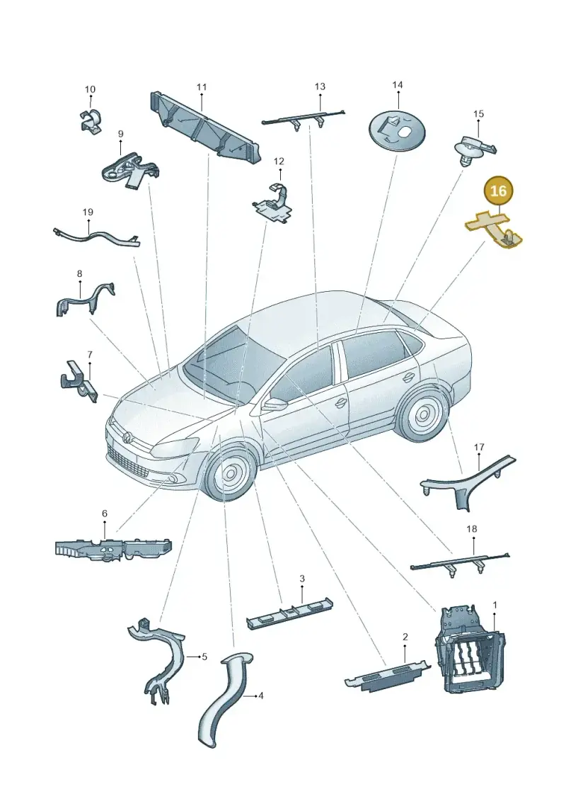 8J0971848 — Volkswagen Polo 1.6 (2015-2020) diagram 873972050, position 16
