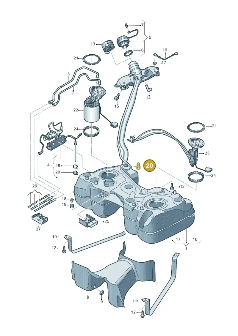 8K0201274B — Volkswagen Tiguan 2.0 (2023-) diagram 884201650, position 20