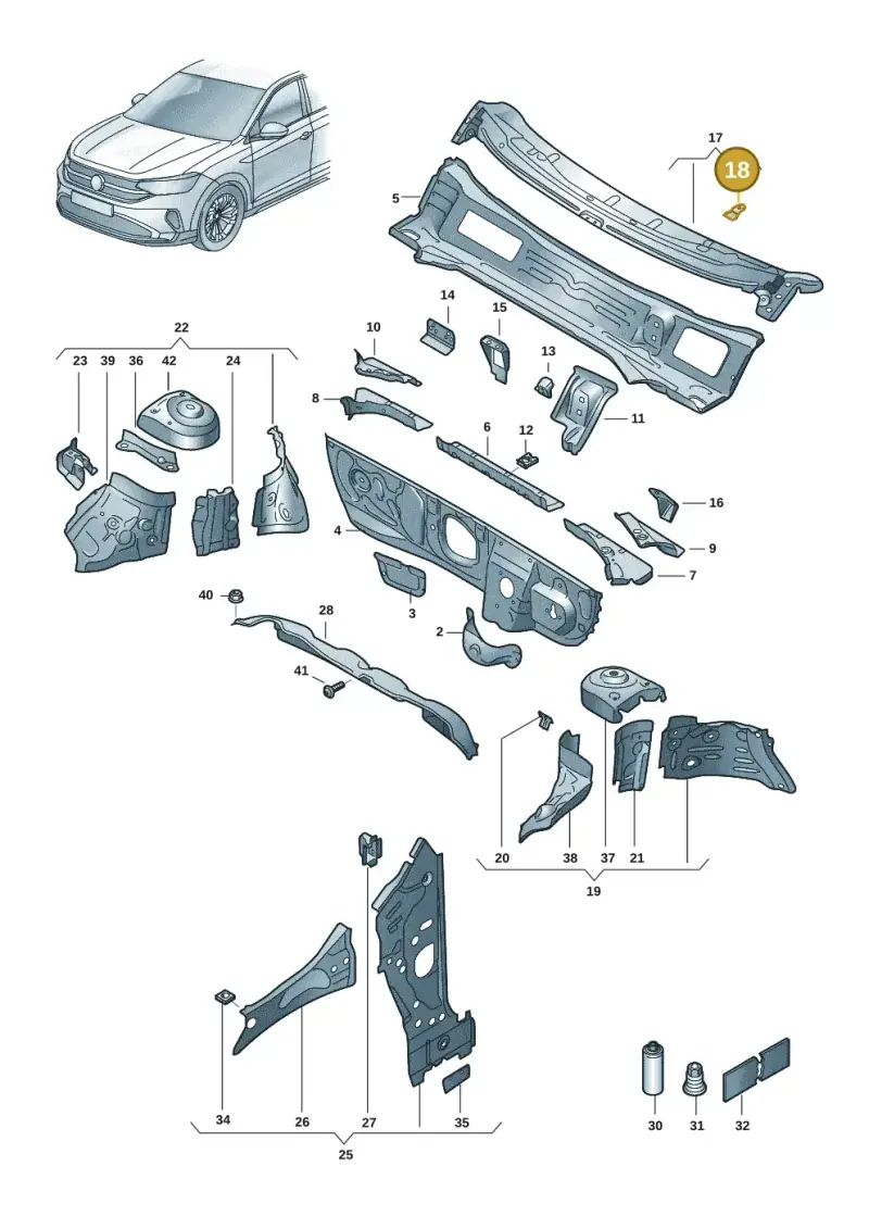 8K0805217 — Volkswagen Taigo (2021-2024) diagram 2f0805200, position 18