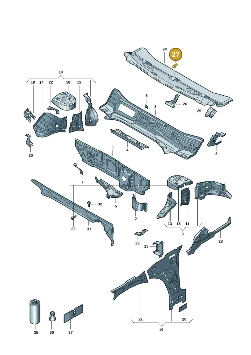 8K0805217 — Volkswagen Caddy Maxi Kombi (2020-2024) diagram 2ka803010, position 27