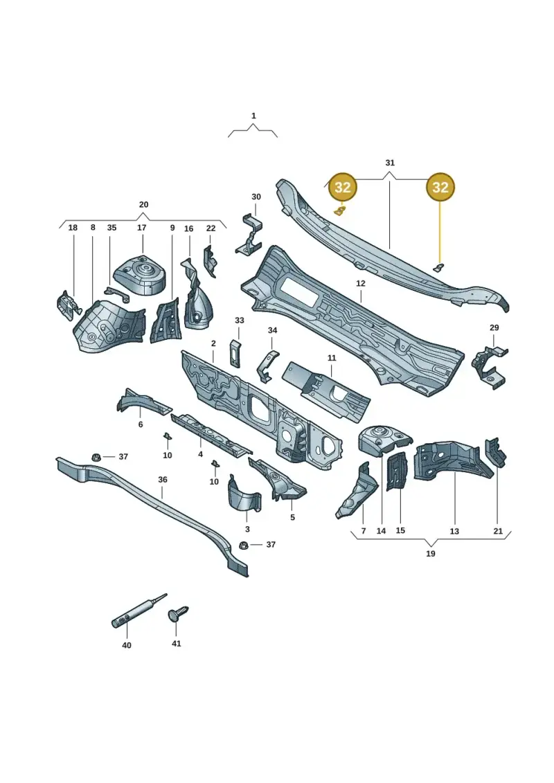 8K0805217 — Volkswagen Tiguan 2.0 (2023-) diagram 57x805200, position 32