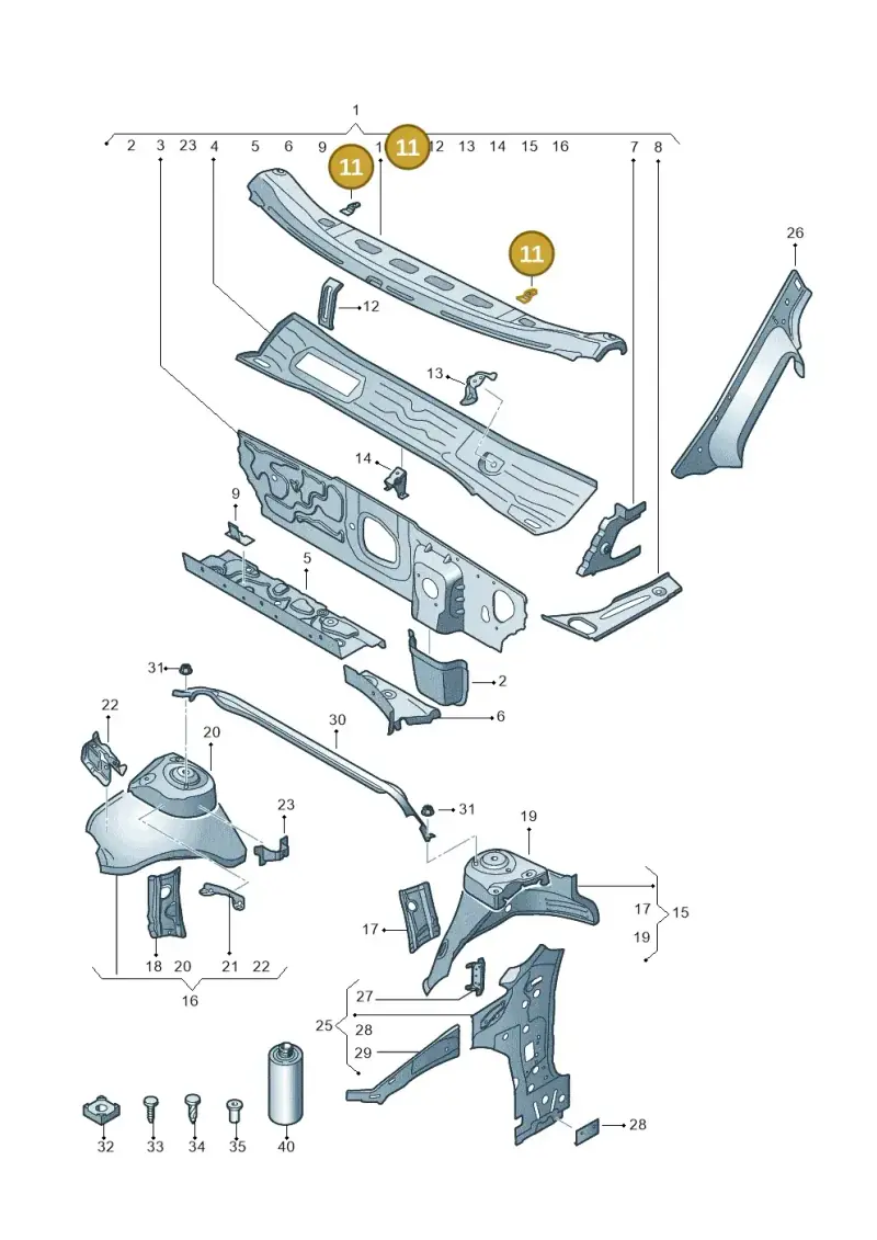 8K0805217 — Volkswagen Golf 2.0 BlueMotion (2019-2024) diagram 827805500, position 11