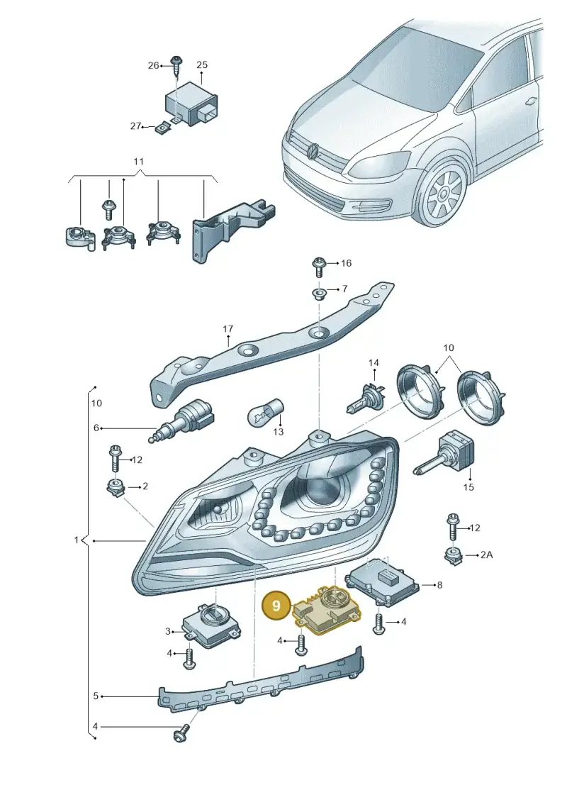 8K0941597E — Volkswagen Sharan BlueMotion (2015-2022) diagram 689941200, position 9