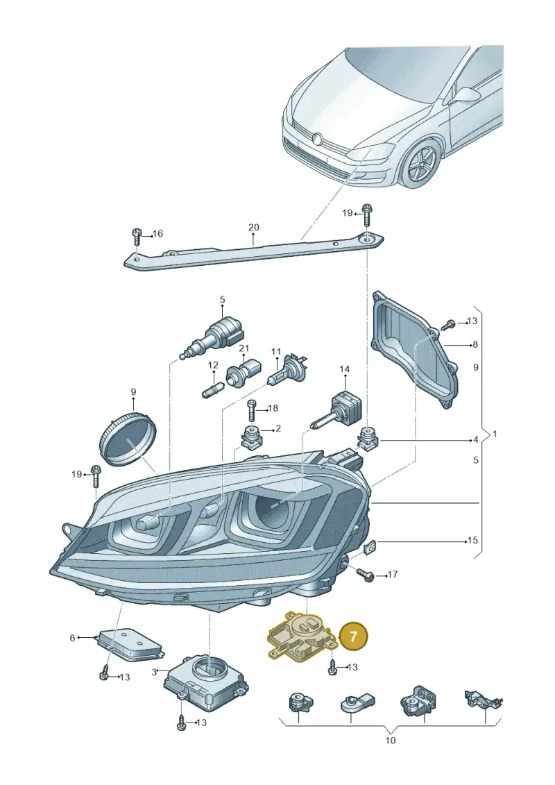 8K0941597E — Volkswagen Golf 1.6 (2015-2019) diagram 746941200, position 7