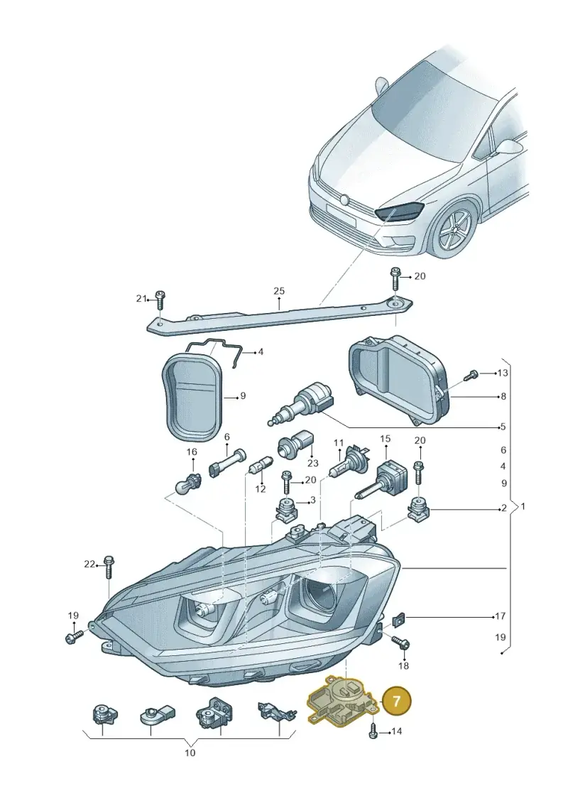 8K0941597E — Volkswagen Golf Sportsvan 1.6 (2014-2020) diagram 780941100, position 7