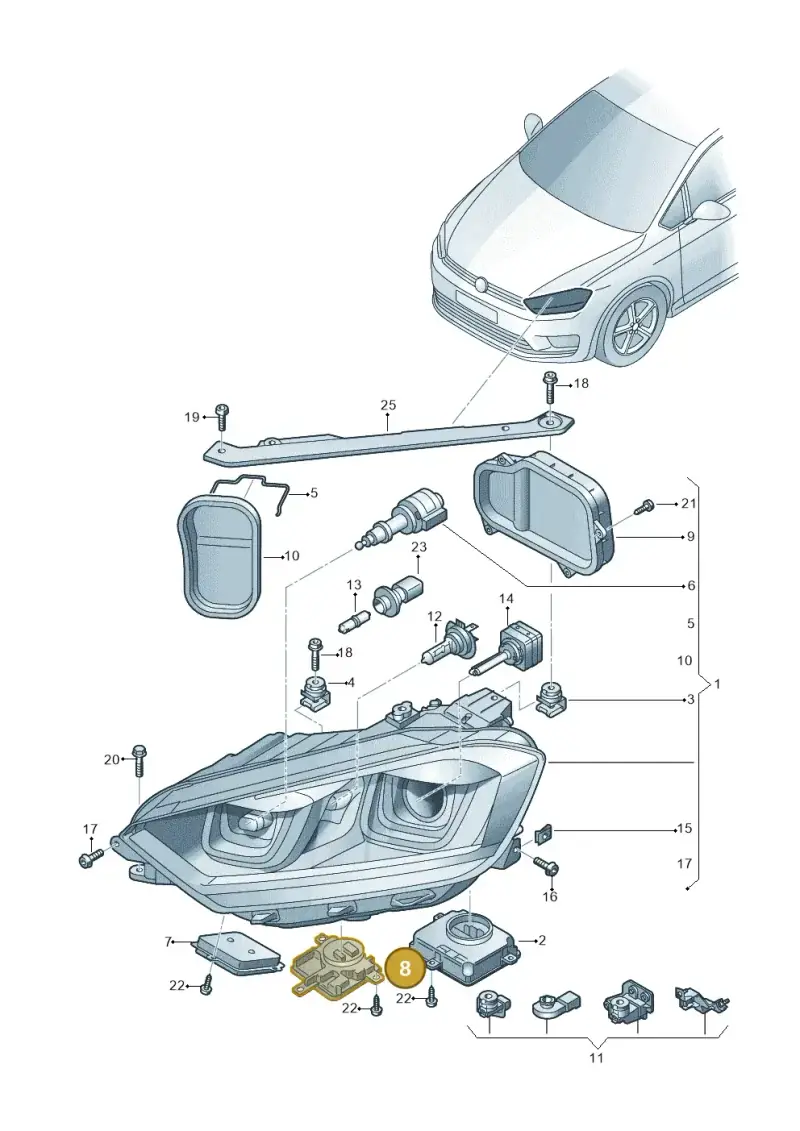 8K0941597E — Volkswagen Golf Sportsvan 1.6 (2014-2020) diagram 780941200, position 8