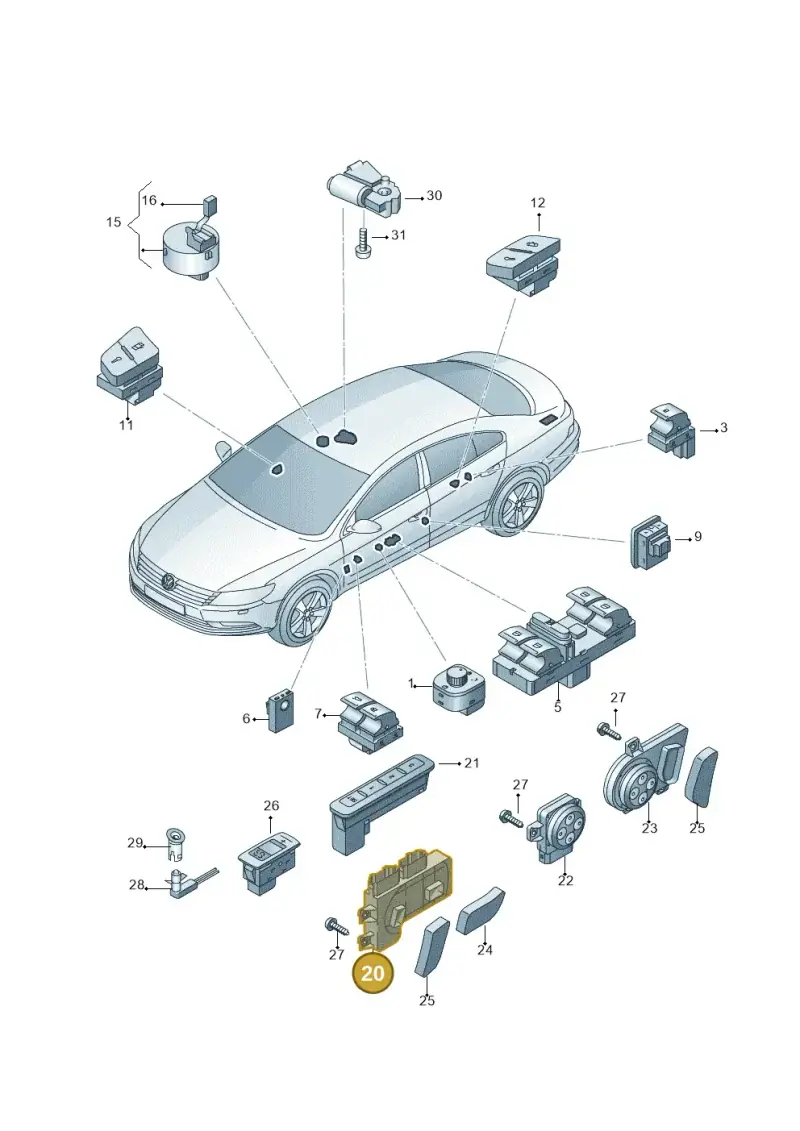 8K0959748B — Volkswagen Passat CC (2008-2012) diagram 645959050, position 20