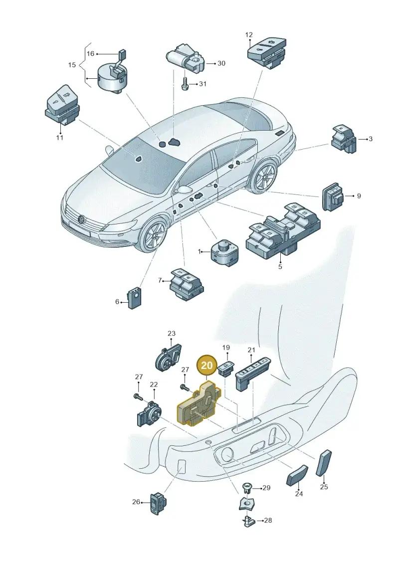 8K0959748B — Volkswagen Passat CC (2011-2016) diagram 737959050, position 20