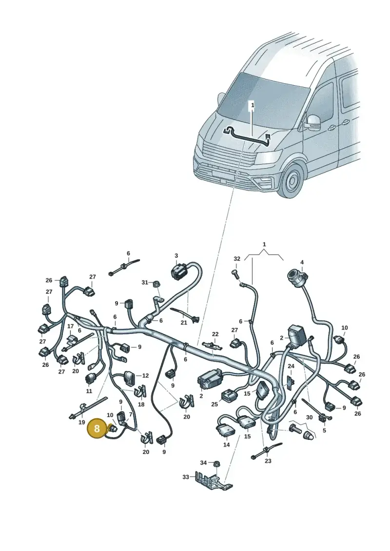 8K0971921A — Volkswagen E-Crafter 35 (2018-2024) diagram 599971006, position 8
