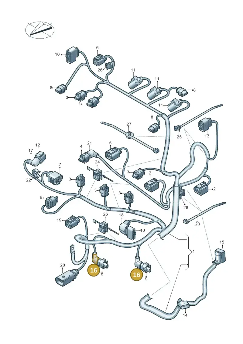 8K0971921A — Volkswagen Polo 1.0 BlueMotion (2017-2024) diagram 746971150, position 16