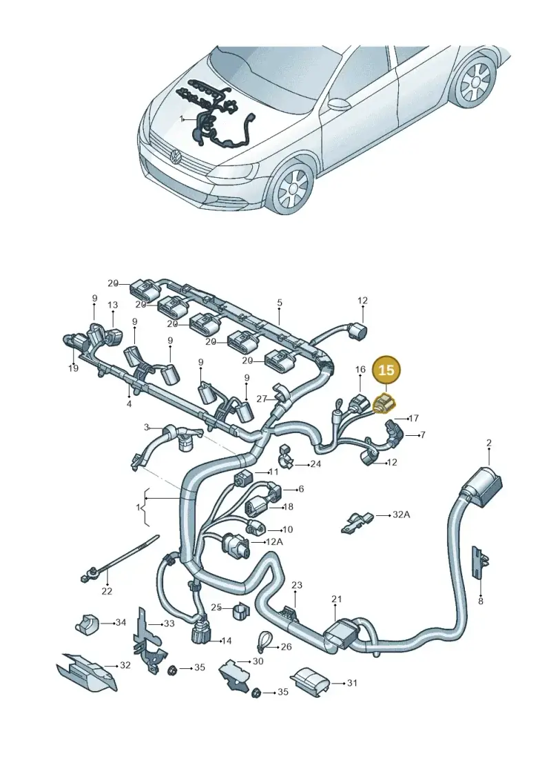 8K0973703D — Volkswagen Jetta (2014-2017) diagram 789971005, position 15