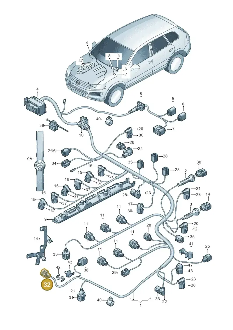 8K0973703F — Volkswagen Touareg BlueMotion (2014-2018) diagram 693971060, position 32