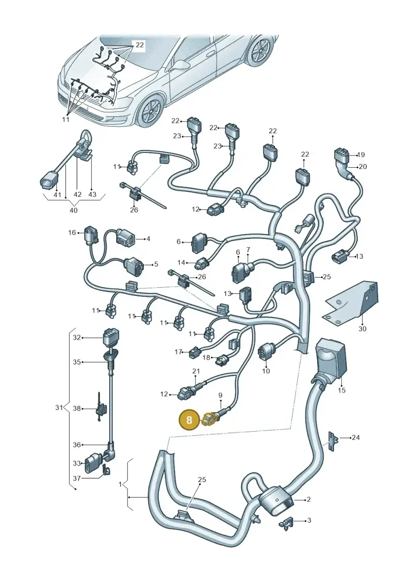 8K0973703F — Volkswagen Jetta 2.0 (2015-2015) diagram 746971140, position 8