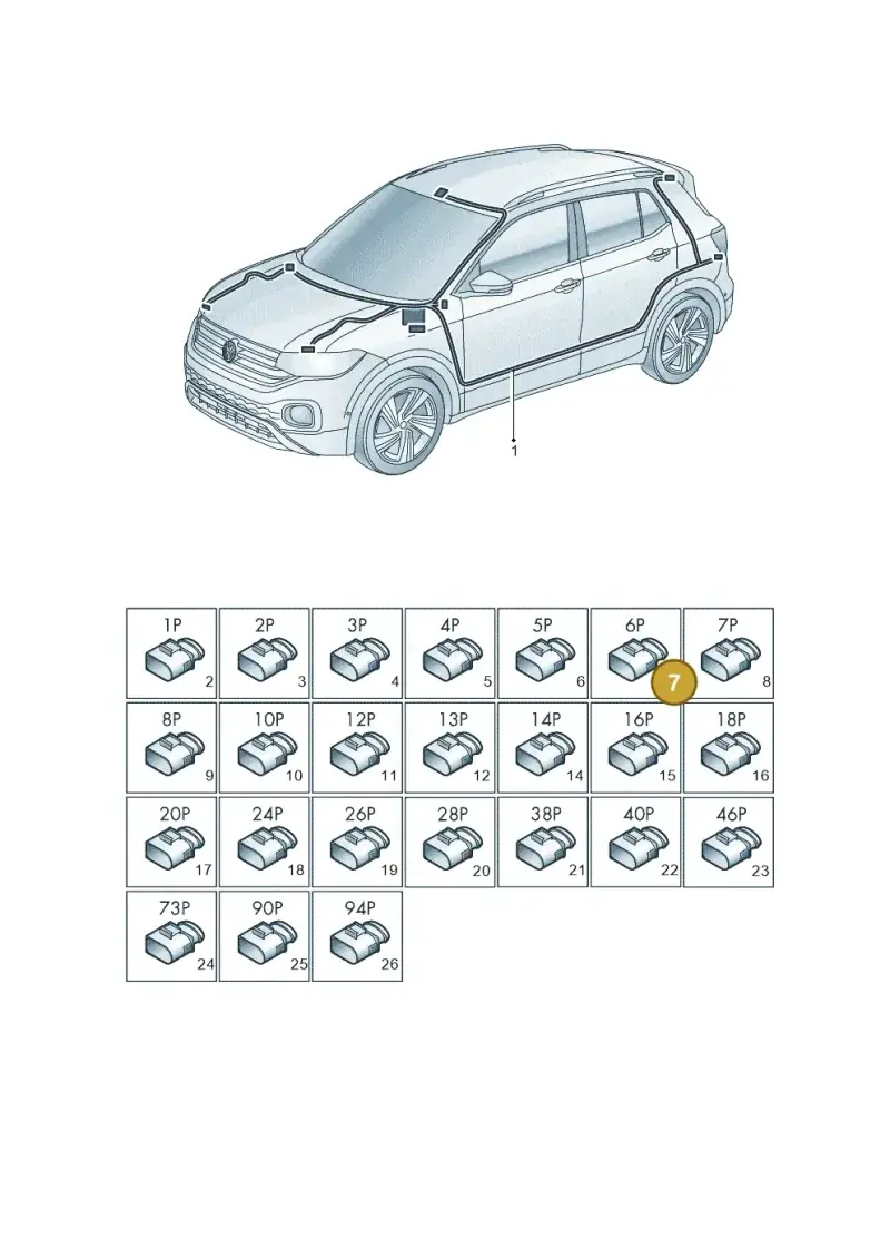 8K0973706 — Volkswagen T-Cross 1,0 (2018-2024) diagram 587971080, position 7