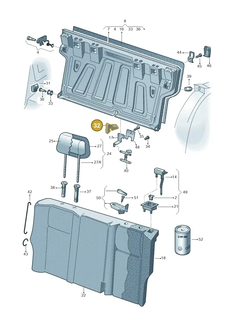 8L0886197A9B9 — Volkswagen Jetta City        "Mex"08> (2007-) diagram 203885600, position 32