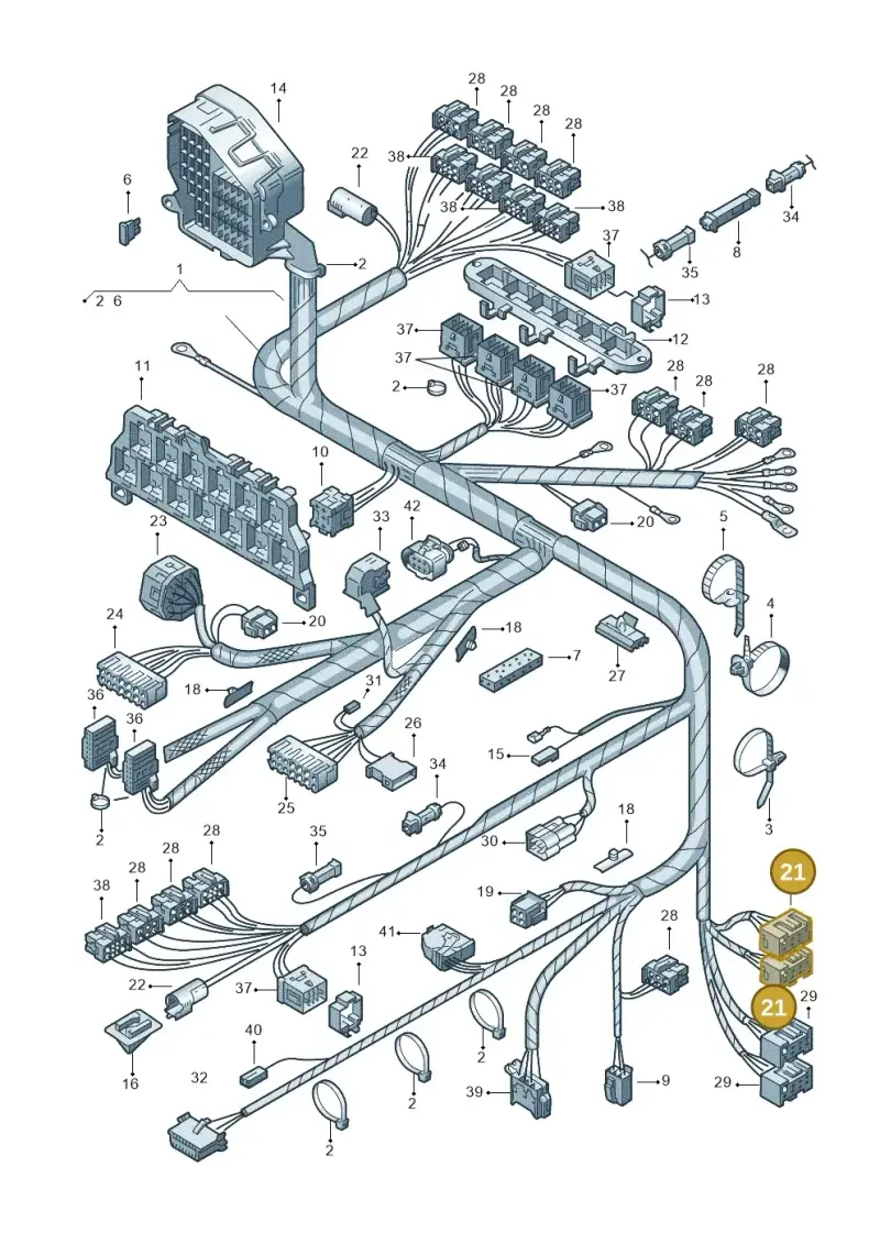 8L0971972 — Volkswagen PASSAT/4MOTION/W8 (2002-2005) diagram 156971900, position 21