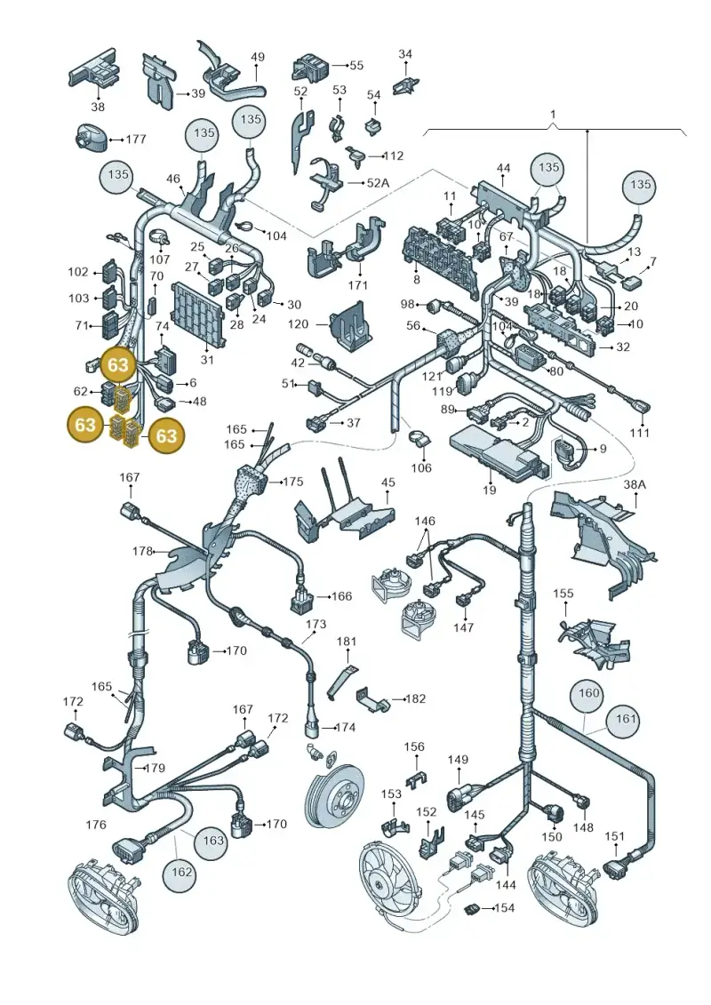 8L0971972 — Volkswagen Jetta/Wagon (2002-2006) diagram 203971800, position 63
