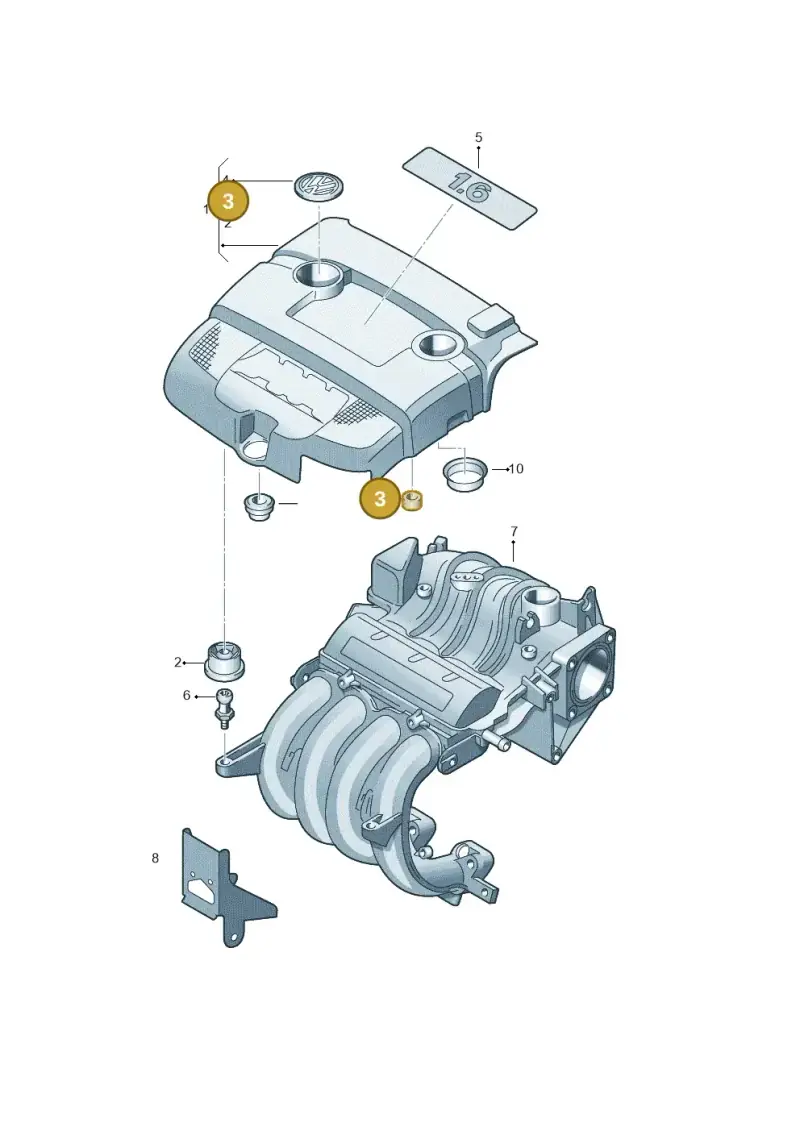 8N0103954 — Volkswagen Golf/Rabbit (2005-2007) diagram 409103700, position 3