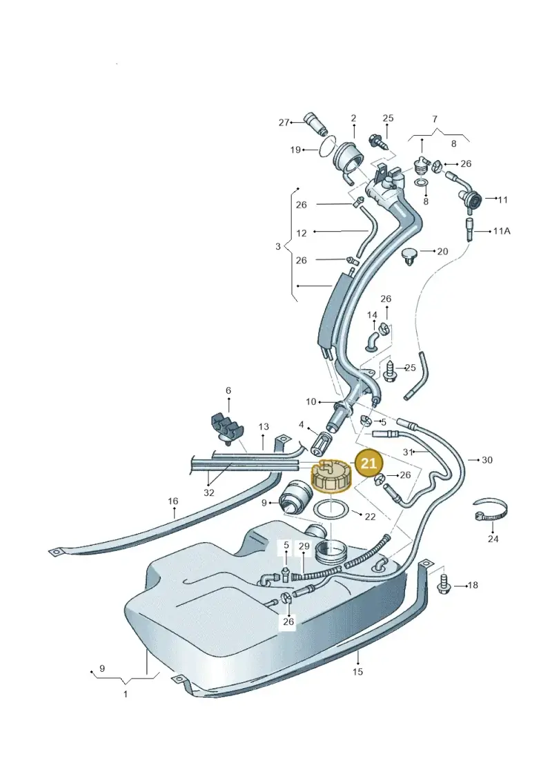 8N0201375A — Volkswagen Sharan (2008-2010) diagram 406201050, position 21