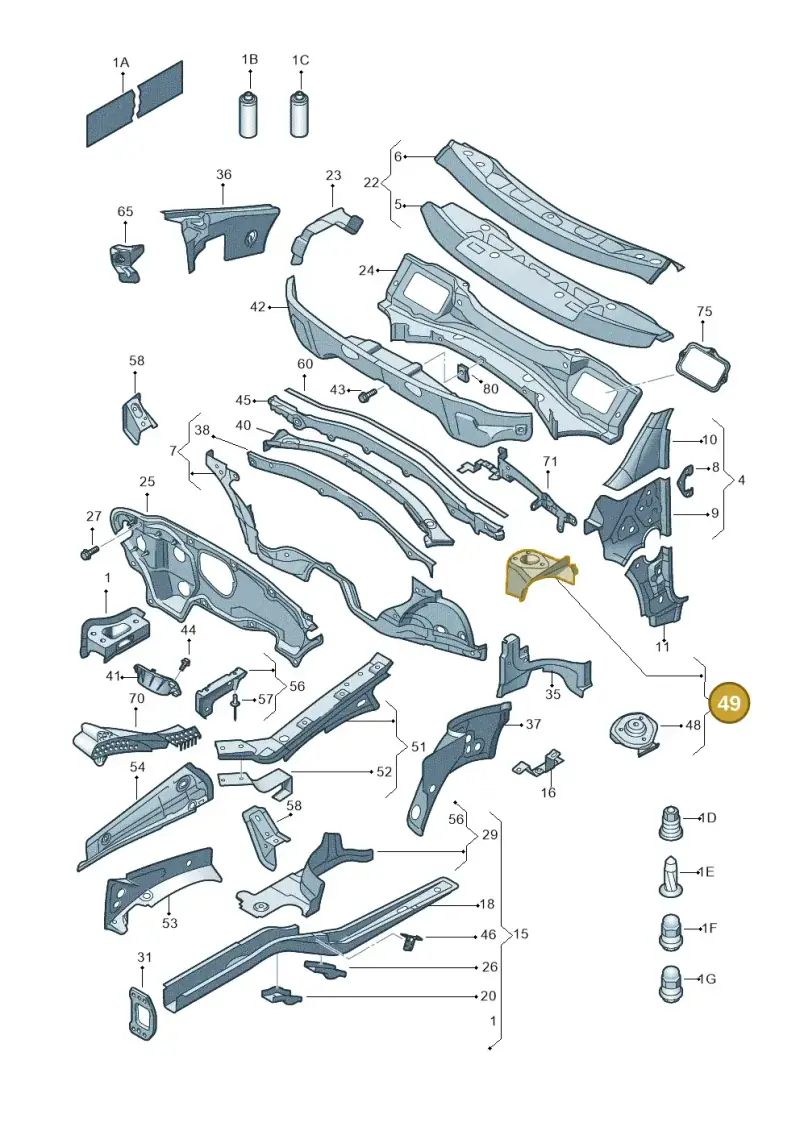 8P0806163A — Volkswagen Caddy Maxi Kombi (2010-2015) diagram 652803000, position 49