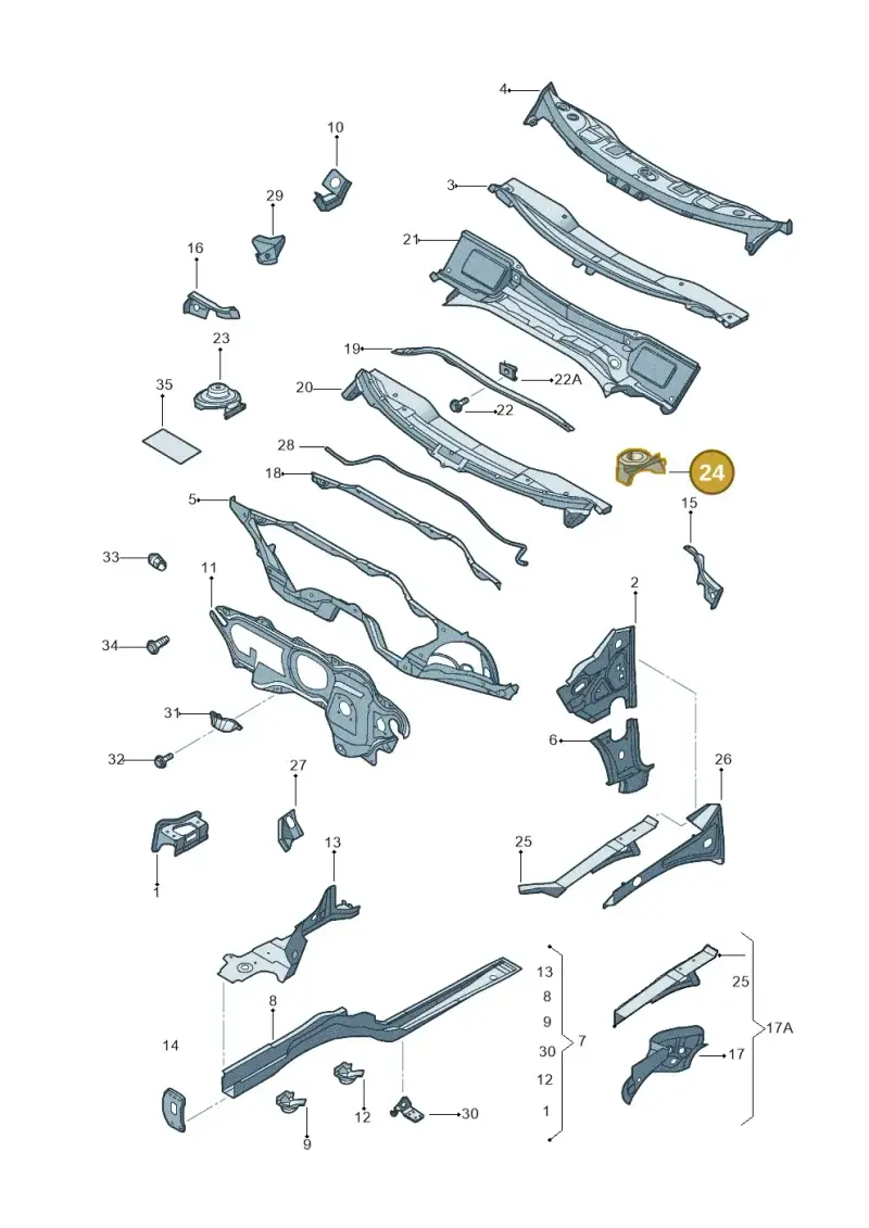 8P0806164A — Volkswagen Golf estate (2009-2013) diagram 684803000, position 24