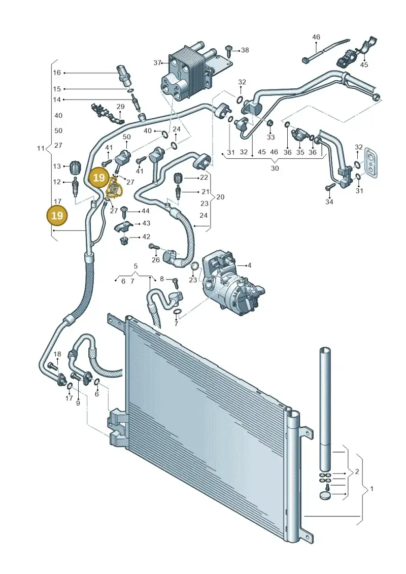 8R0260696A — Volkswagen Golf 2.0 BlueMotion (2019-2024) diagram 596260700, position 19
