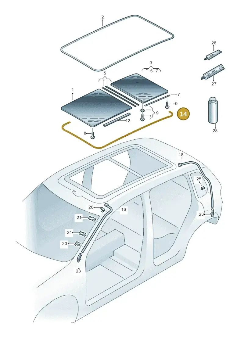 8R0877439A — Volkswagen Tiguan 4Motion (2011-2018) diagram 634877000, position 14