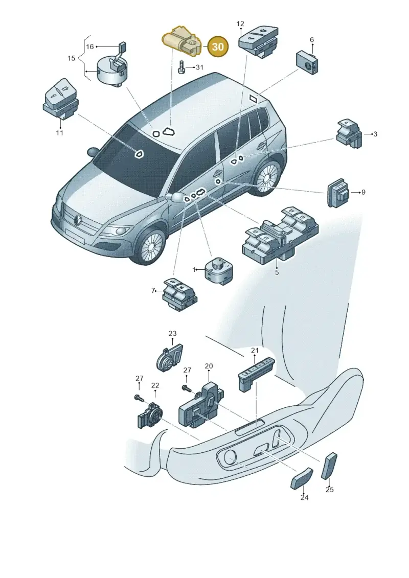 8R0959591A — Volkswagen Tiguan 4Motion (2011-2018) diagram 719959050, position 30