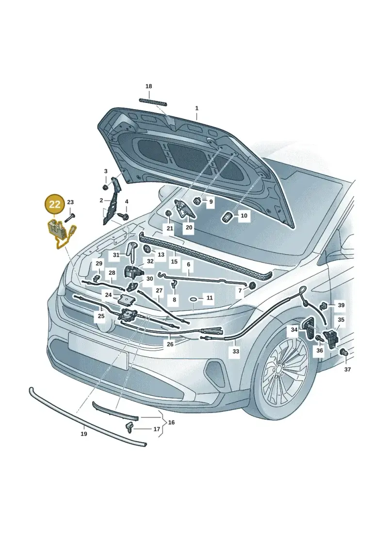 8S0823509C — Volkswagen Taigo (2021-2024) diagram 2f0823000, position 22