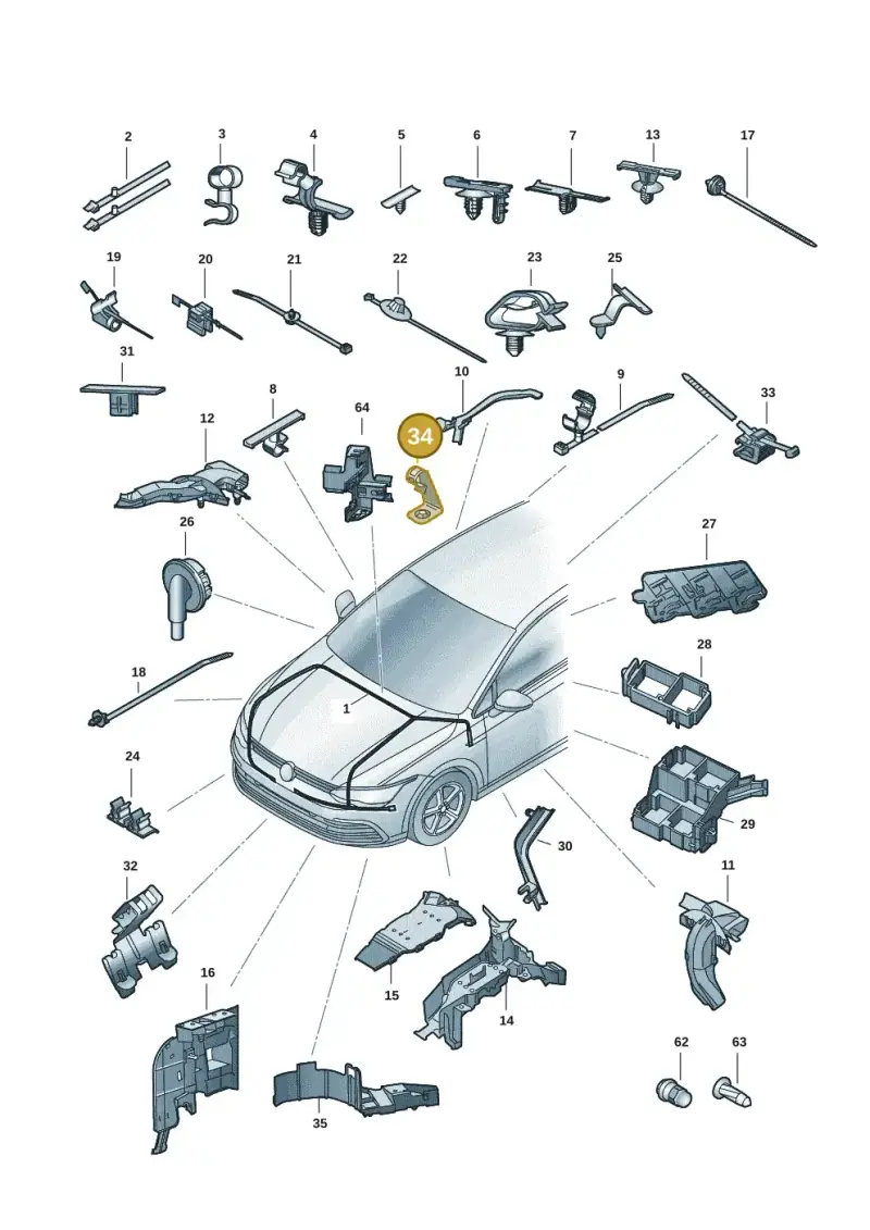 8S0971848 — Volkswagen Golf 2.0 BlueMotion (2019-2024) diagram 5h0971081, position 34
