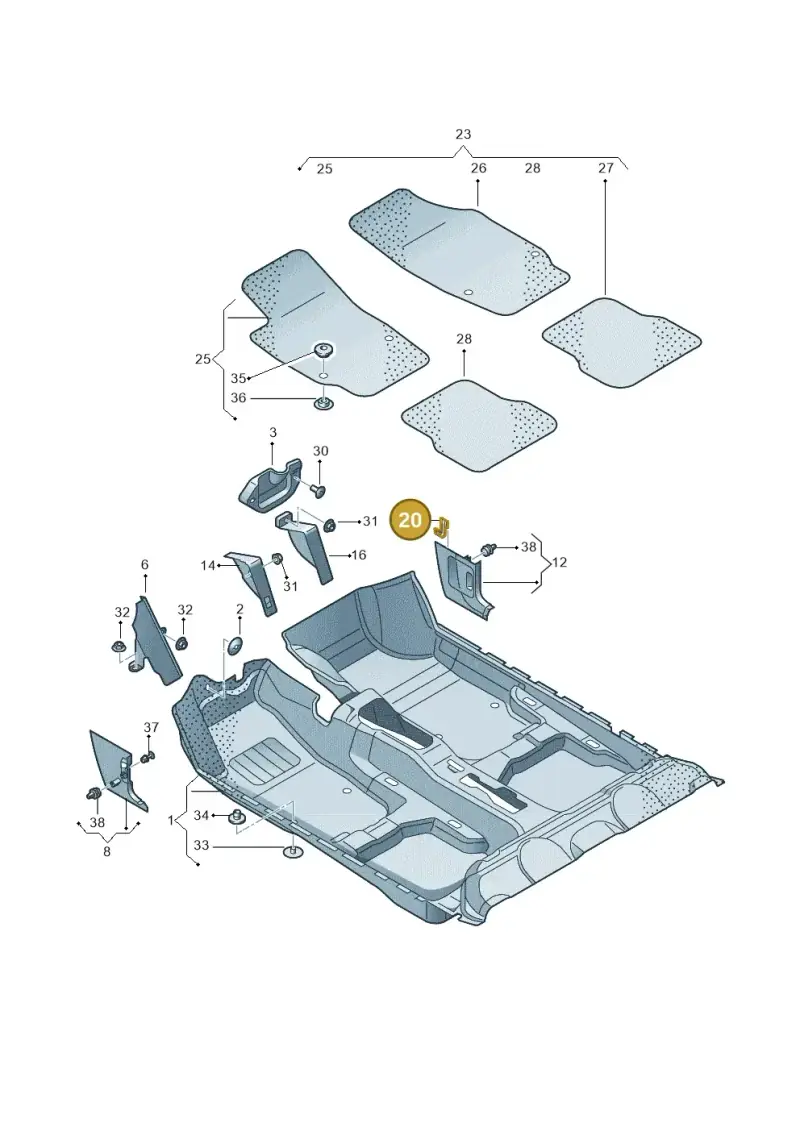8T0863253 — Volkswagen Up! 1.0 BlueMotion (2016-2023) diagram 672863000, position 20