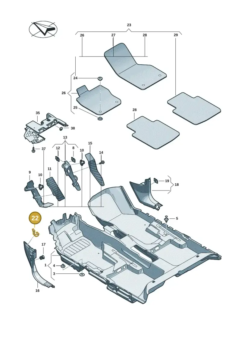 8T0863253A — Volkswagen Passat estate (2023-) diagram 3j0863000, position 22