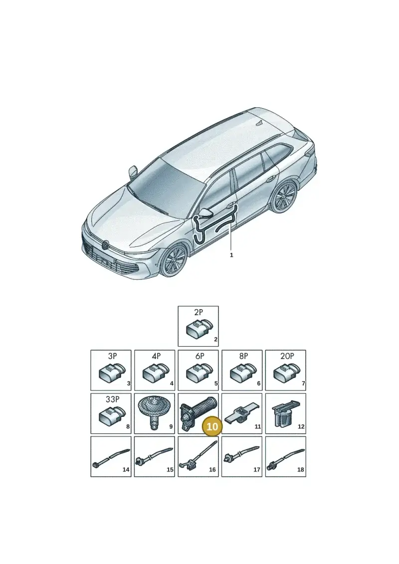 8U0959845 — Volkswagen Passat estate (2023-) diagram 3j0972300, position 10