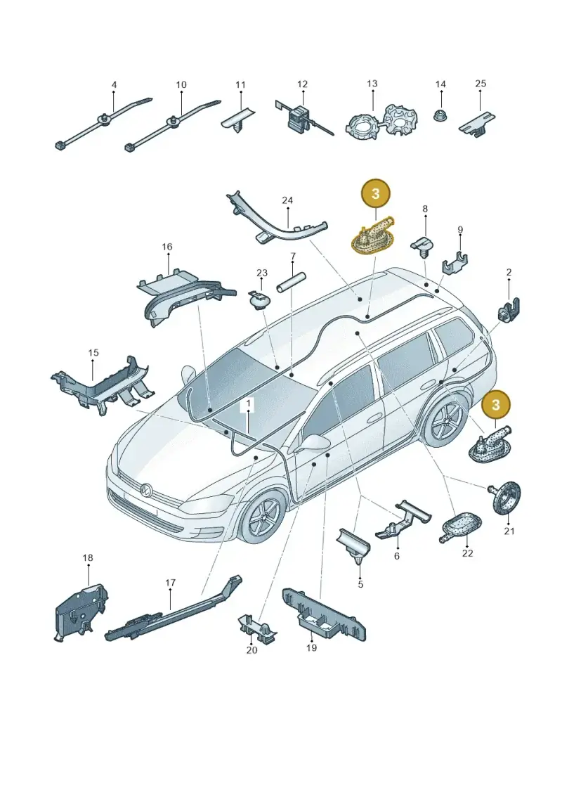 8V0927905 — Volkswagen Golf Estate 1.4 (2014-2017) diagram 763971800, position 3