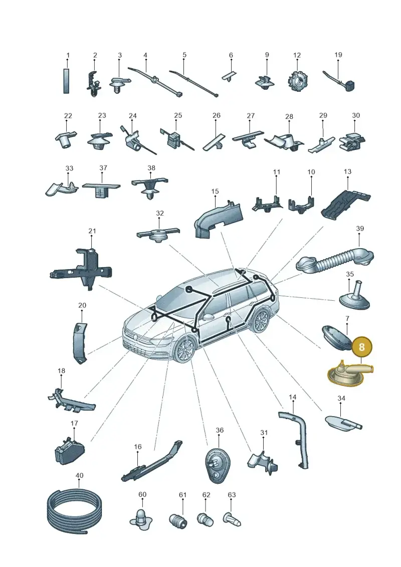 8V0927905 — Volkswagen Magotan 2.0 (2016-) diagram 793971920, position 8
