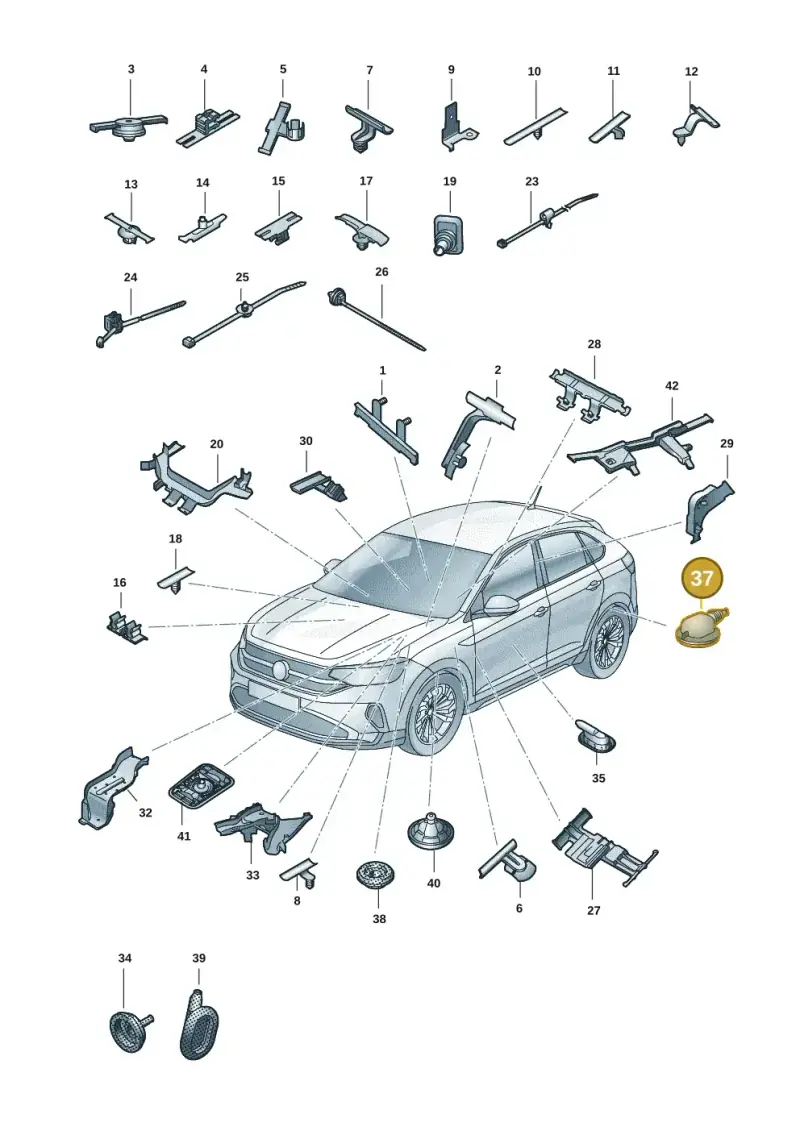 8V0971872 — Volkswagen Taigo (2021-2024) diagram 2f0971083, position 37