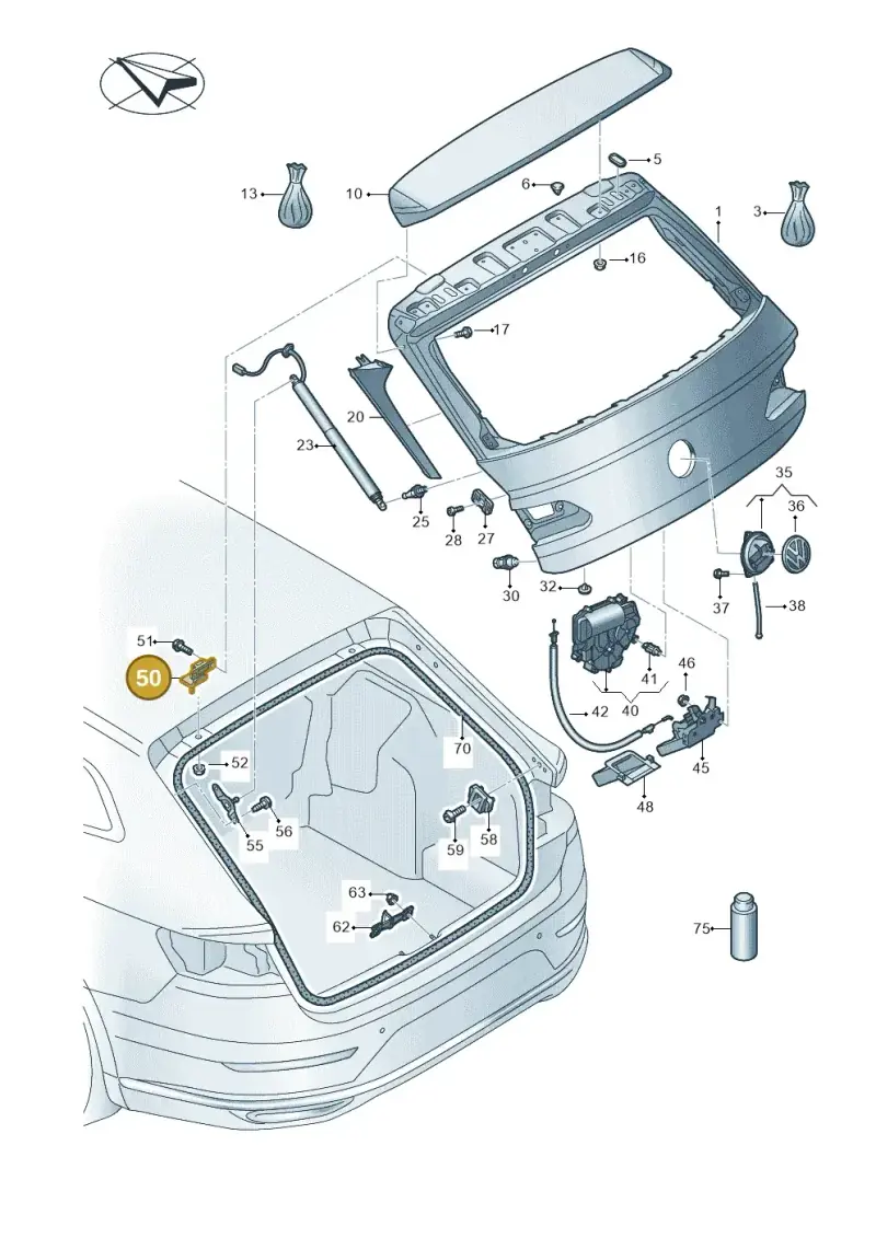 8V3827299B — Volkswagen Arteon (2017-2023) diagram 828827100, position 50